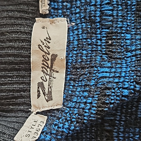 Vintage Zepplin | Blue & Black Pattern Button Sweater Cardigan | Womens M - Picture 6 of 6
